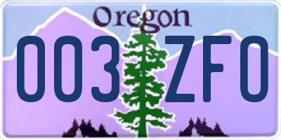 OR license plate 003ZFO