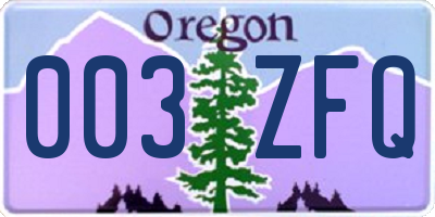OR license plate 003ZFQ
