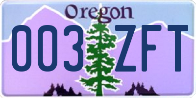OR license plate 003ZFT