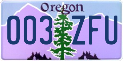 OR license plate 003ZFU
