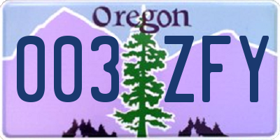 OR license plate 003ZFY