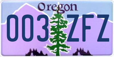 OR license plate 003ZFZ