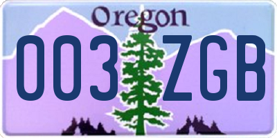 OR license plate 003ZGB