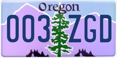 OR license plate 003ZGD