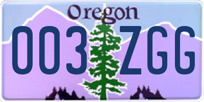 OR license plate 003ZGG