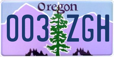OR license plate 003ZGH