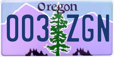 OR license plate 003ZGN