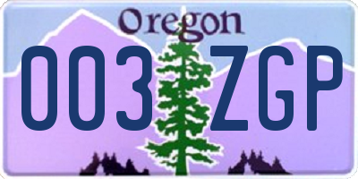 OR license plate 003ZGP