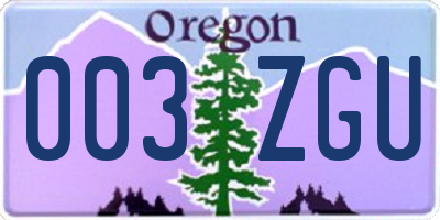 OR license plate 003ZGU