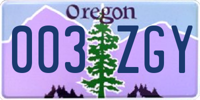 OR license plate 003ZGY