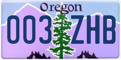 OR license plate 003ZHB
