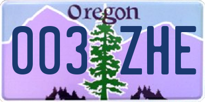 OR license plate 003ZHE