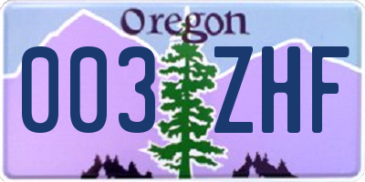 OR license plate 003ZHF