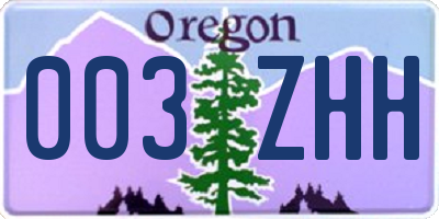 OR license plate 003ZHH