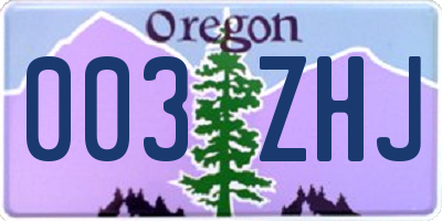 OR license plate 003ZHJ