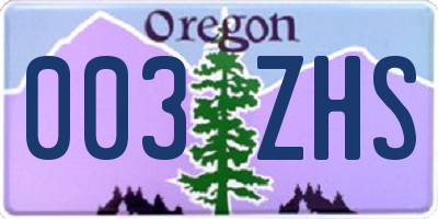 OR license plate 003ZHS