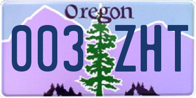 OR license plate 003ZHT