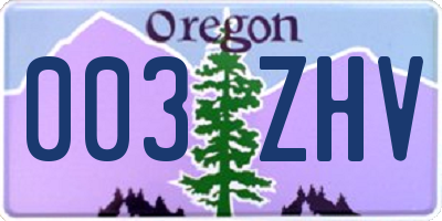 OR license plate 003ZHV
