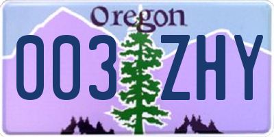 OR license plate 003ZHY