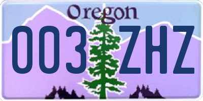 OR license plate 003ZHZ