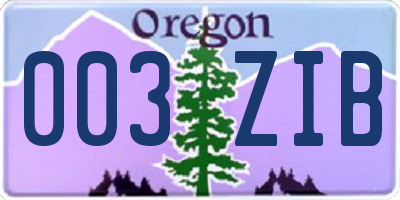 OR license plate 003ZIB