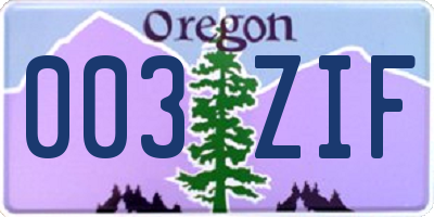 OR license plate 003ZIF