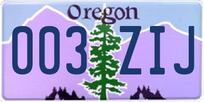 OR license plate 003ZIJ