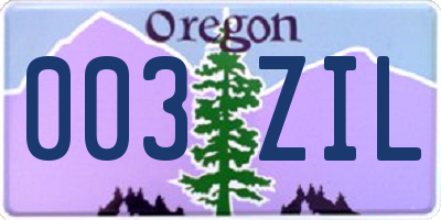 OR license plate 003ZIL