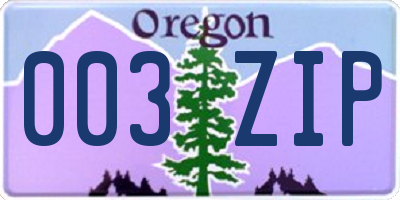 OR license plate 003ZIP