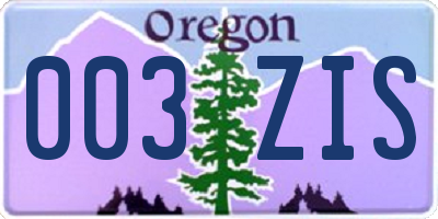 OR license plate 003ZIS