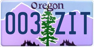 OR license plate 003ZIT