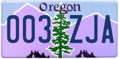 OR license plate 003ZJA