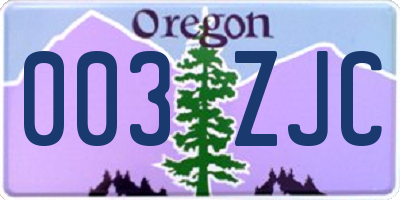 OR license plate 003ZJC