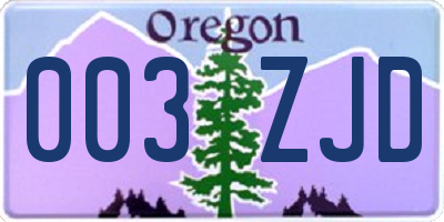 OR license plate 003ZJD