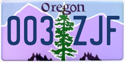OR license plate 003ZJF