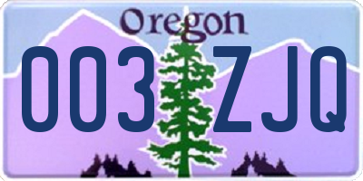 OR license plate 003ZJQ