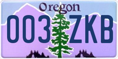 OR license plate 003ZKB