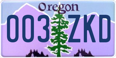 OR license plate 003ZKD