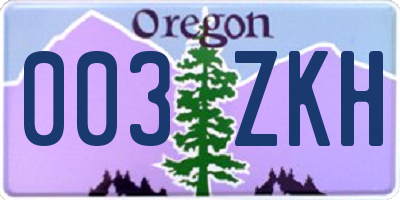 OR license plate 003ZKH