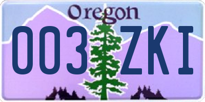 OR license plate 003ZKI