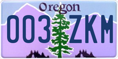 OR license plate 003ZKM