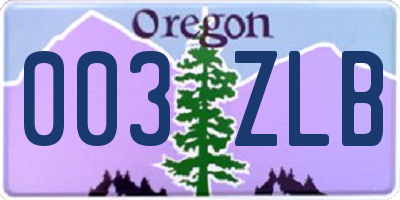 OR license plate 003ZLB