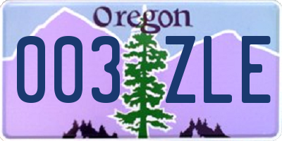 OR license plate 003ZLE
