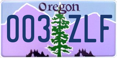 OR license plate 003ZLF