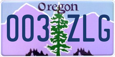 OR license plate 003ZLG