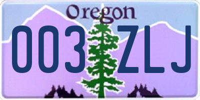 OR license plate 003ZLJ