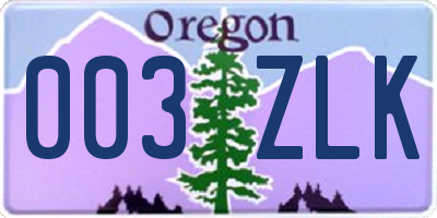 OR license plate 003ZLK