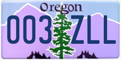 OR license plate 003ZLL
