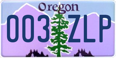 OR license plate 003ZLP