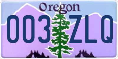 OR license plate 003ZLQ